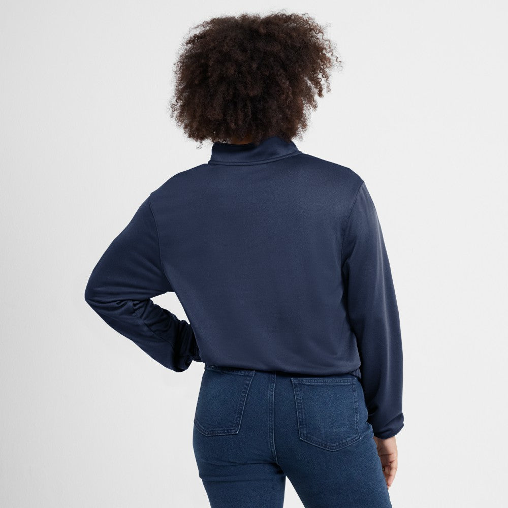 Houston Astros Nike Women's Rewind Splice Half-Zip Semi-Cropped Bubble Hem Sweatshirt - Navy Sweatshirts