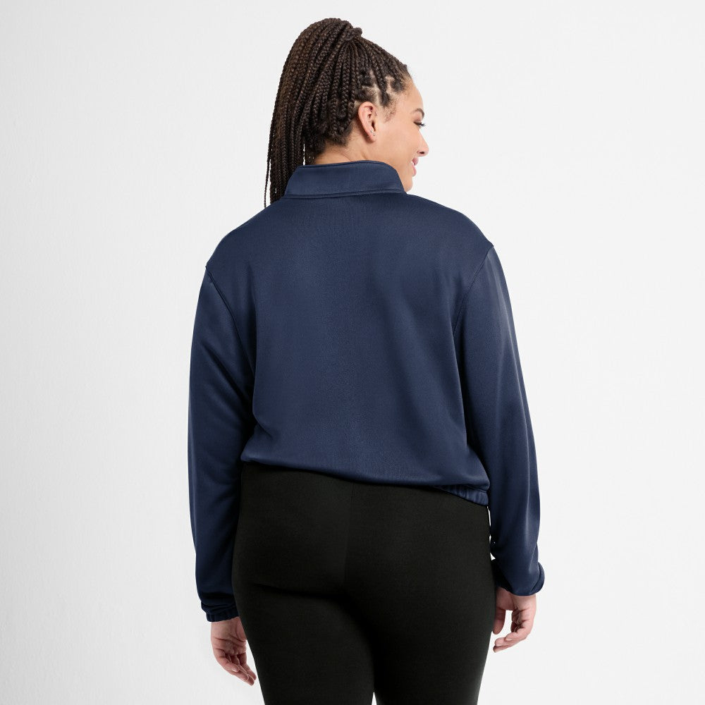 Houston Astros Nike Women's Rewind Splice Half-Zip Semi-Cropped Bubble Hem Sweatshirt - Navy Sweatshirts