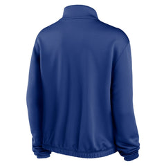 Chicago Cubs Nike Women's Rewind Splice Half-Zip Semi-Cropped Bubble Hem Sweatshirt - Royal Sweatshirts