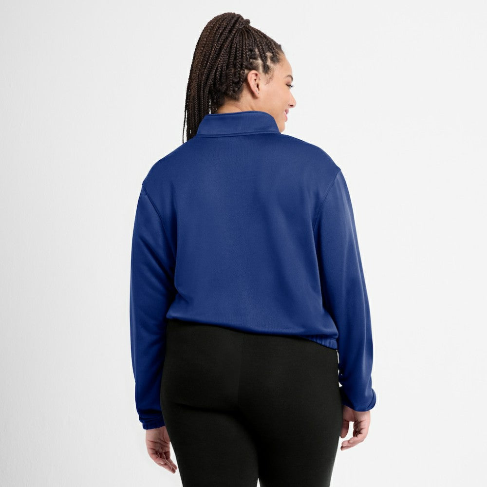 St. Louis Cardinals Nike Women's Rewind Splice Half-Zip Semi-Cropped Bubble Hem Sweatshirt - Royal Sweatshirts