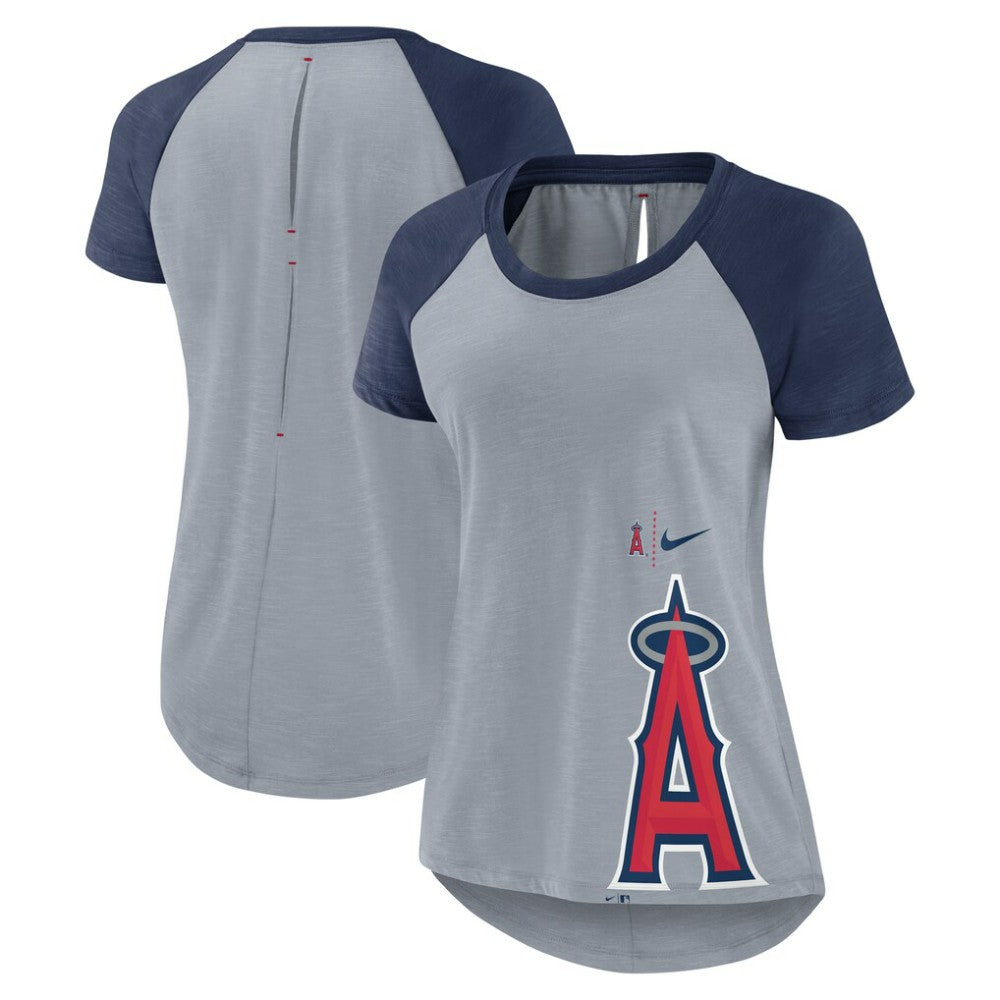 Los Angeles Angels Nike Women's Summer Breeze Raglan Fashion T-Shirt - Heather Gray T-shirts