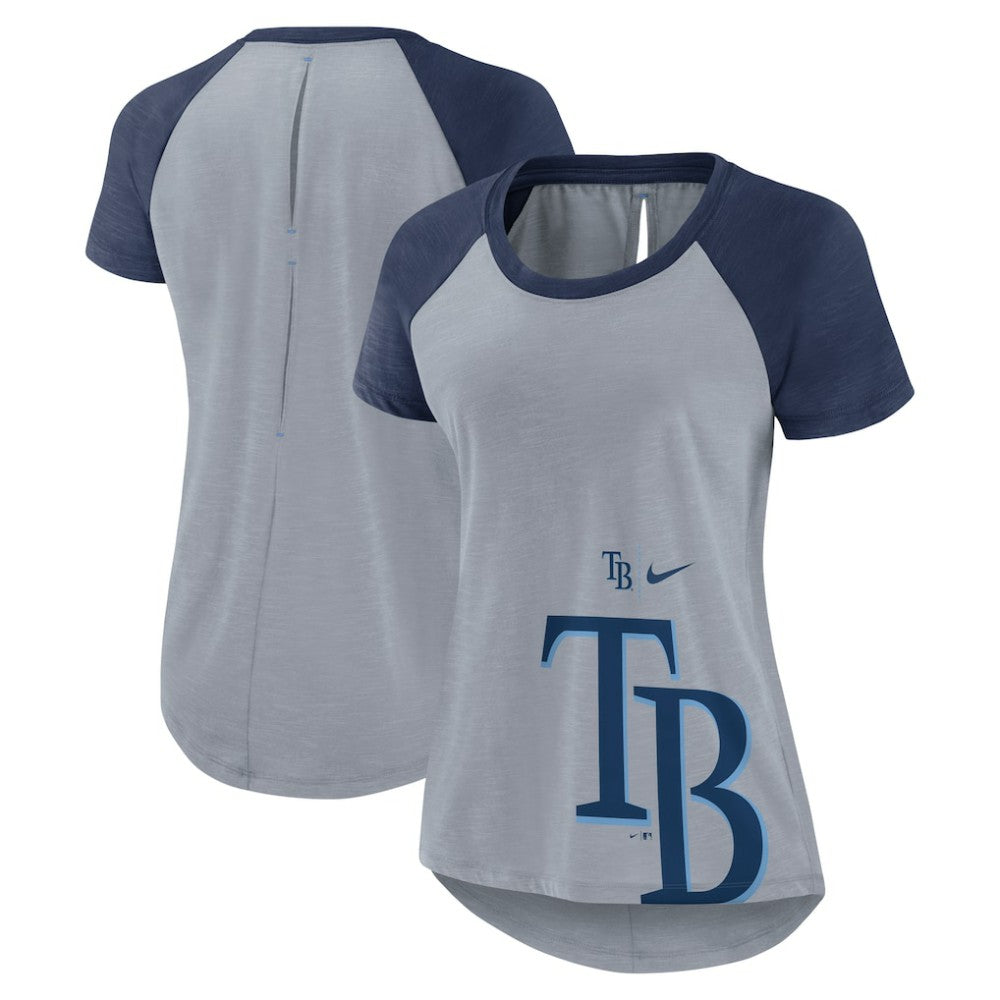 Tampa Bay Rays Nike Women's Summer Breeze Raglan Fashion T-Shirt - Heather Gray T-shirts