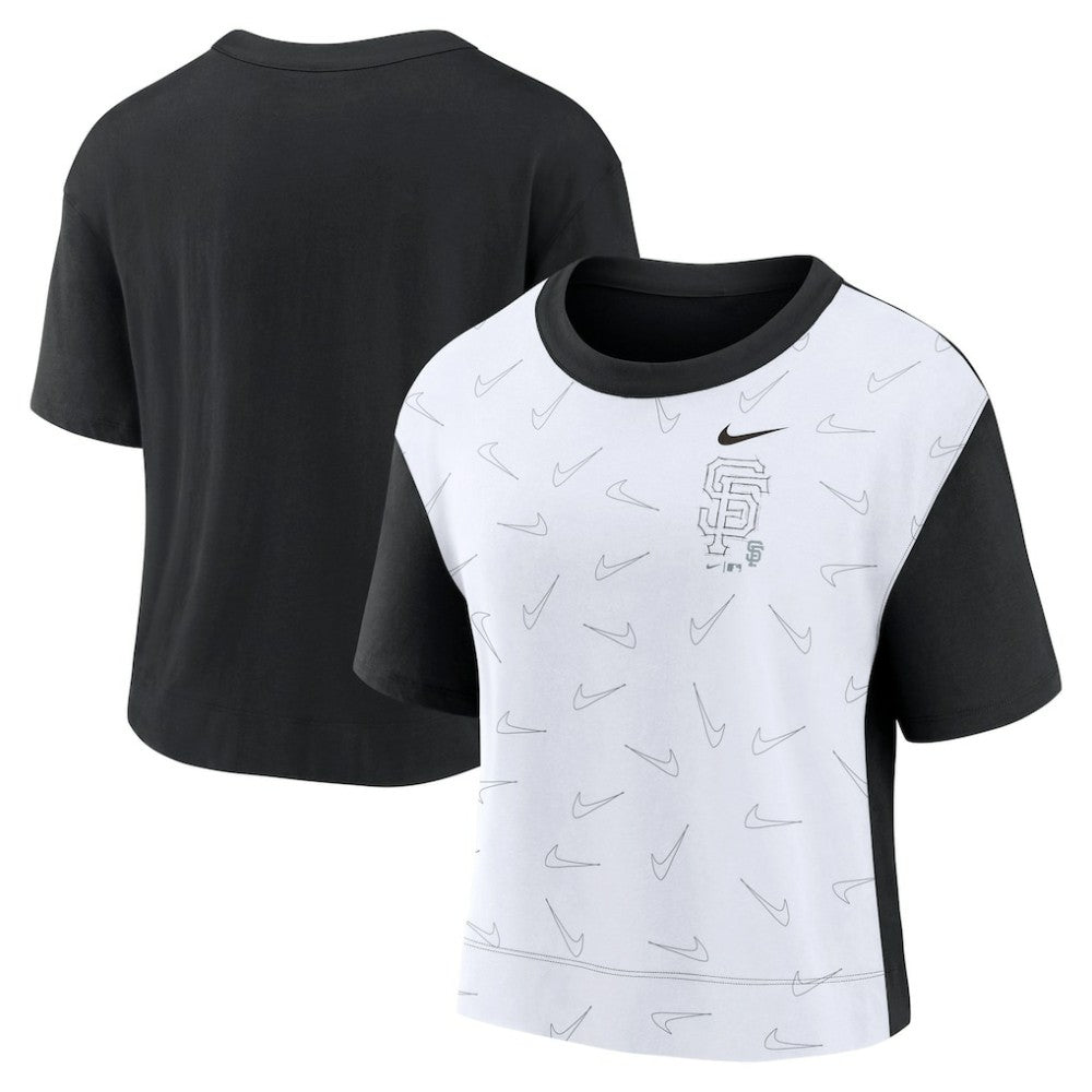 San Francisco Giants Nike Women's Line Up High Hip Fashion T-Shirt - Black/White T-shirts