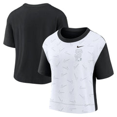 San Francisco Giants Nike Women's Line Up High Hip Fashion T-Shirt - Black/White T-shirts