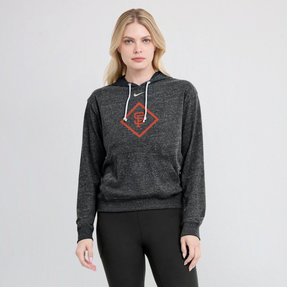 San Francisco Giants Nike Women's Diamond Icon Gym Vintage Lightweight Hooded Top - Black Tops