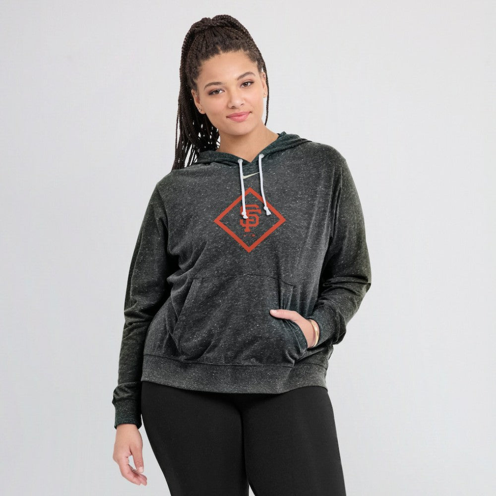 San Francisco Giants Nike Women's Diamond Icon Gym Vintage Lightweight Hooded Top - Black Tops