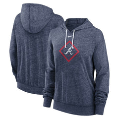Atlanta Braves Nike Women's Diamond Icon Gym Vintage Lightweight Hooded Top - Navy Tops