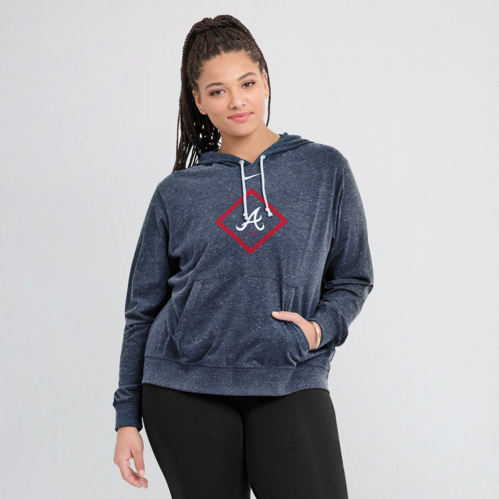 Atlanta Braves Nike Women's Diamond Icon Gym Vintage Lightweight Hooded Top - Navy Tops