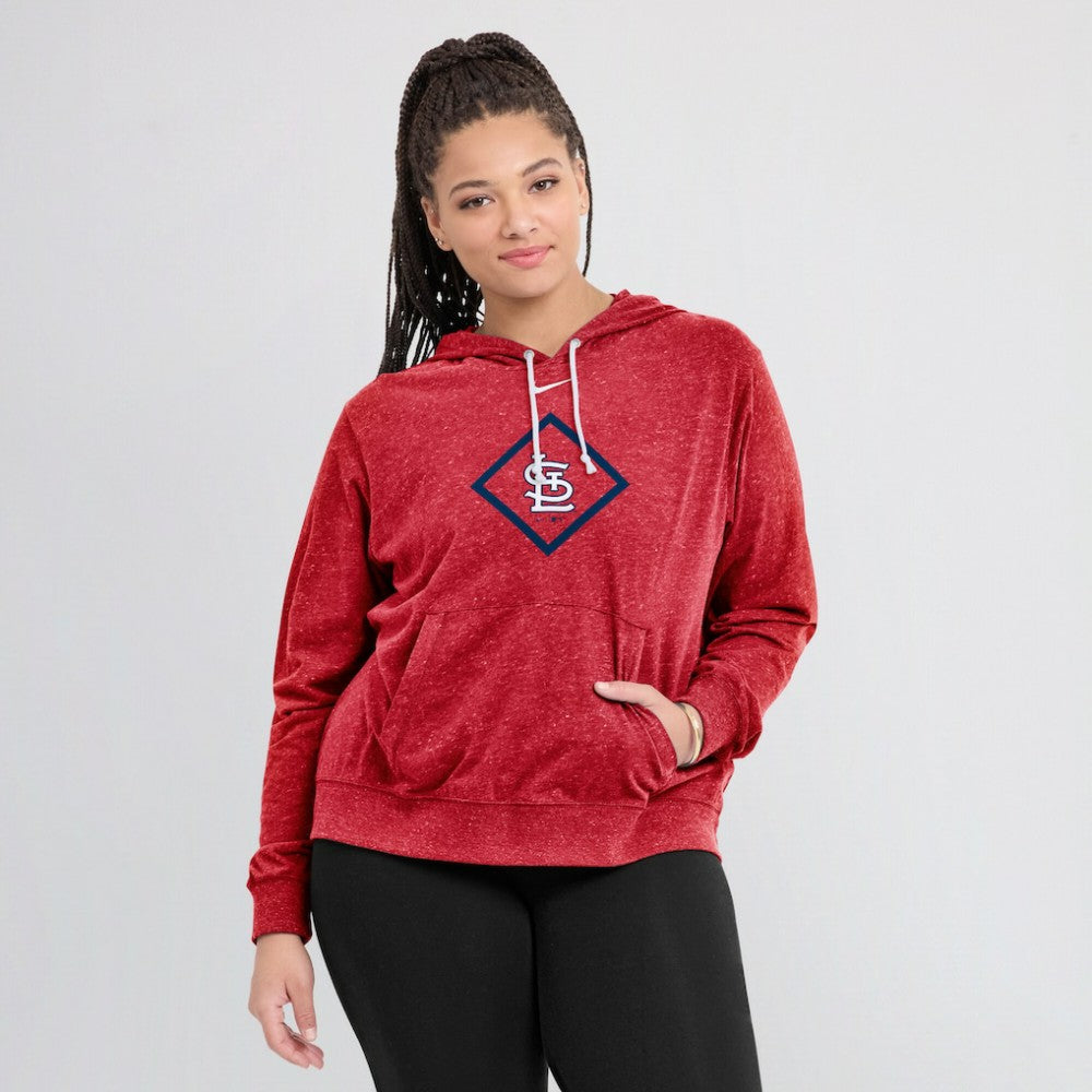 St. Louis Cardinals Nike Women's Diamond Icon Gym Vintage Lightweight Hooded Top - Red Tops