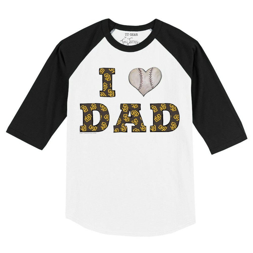 San Diego Padres Tiny Turnip Youth I Love Dad 3/4-Sleeve Raglan T-Shirt - White/Black T-shirts