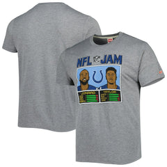 Jonathan Taylor & Shaquille Leonard Indianapolis Colts Homage Unisex NFL Jam Tri-Blend T-Shirt - Heather Gray T-shirts