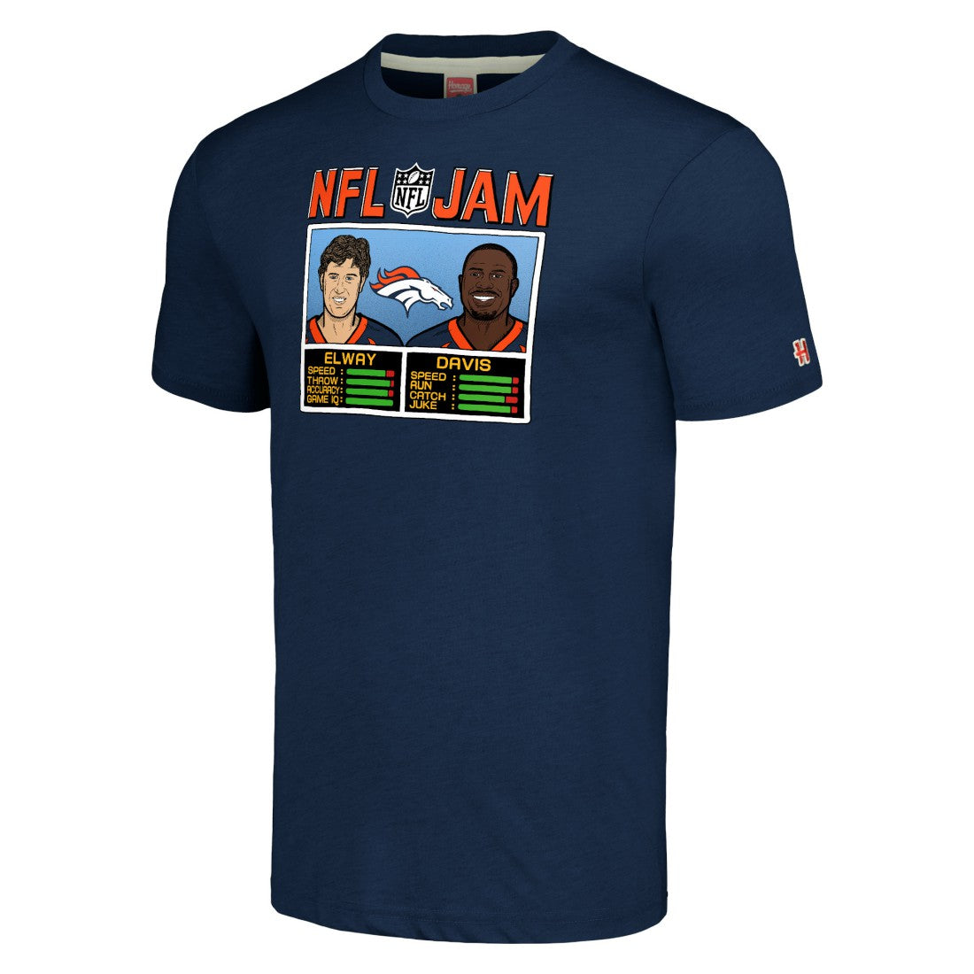 John Elway & Terrell Davis Denver Broncos Homage Unisex NFL Jam Retired Tri-Blend T-Shirt - Navy T-shirts