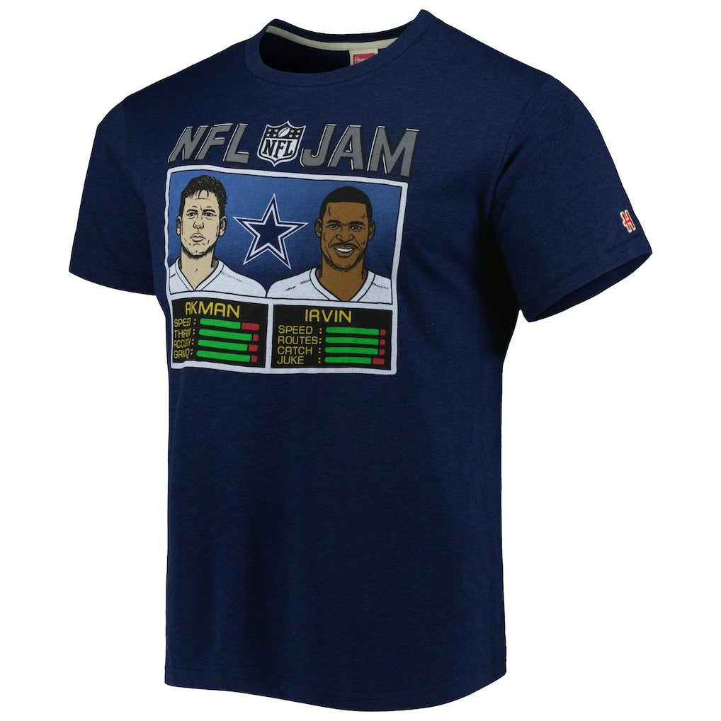 Troy Aikman & Michael Irvin Dallas Cowboys Homage Unisex NFL Jam Retired Tri-Blend T-Shirt - Heather Navy T-shirts