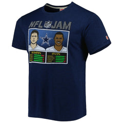 Troy Aikman & Michael Irvin Dallas Cowboys Homage Unisex NFL Jam Retired Tri-Blend T-Shirt - Heather Navy T-shirts