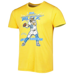 Justin Herbert Los Angeles Chargers Homage Unisex NFL Blitz Player Tri-Blend T-Shirt - Heather Gold T-shirts