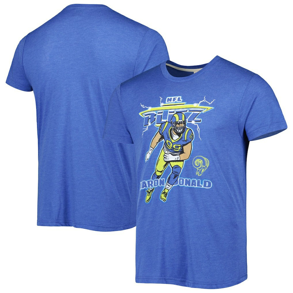 Aaron Donald Los Angeles Rams Homage Unisex NFL Blitz Player Tri-Blend T-Shirt - Heather Royal T-shirts