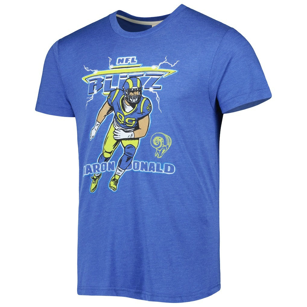 Aaron Donald Los Angeles Rams Homage Unisex NFL Blitz Player Tri-Blend T-Shirt - Heather Royal T-shirts