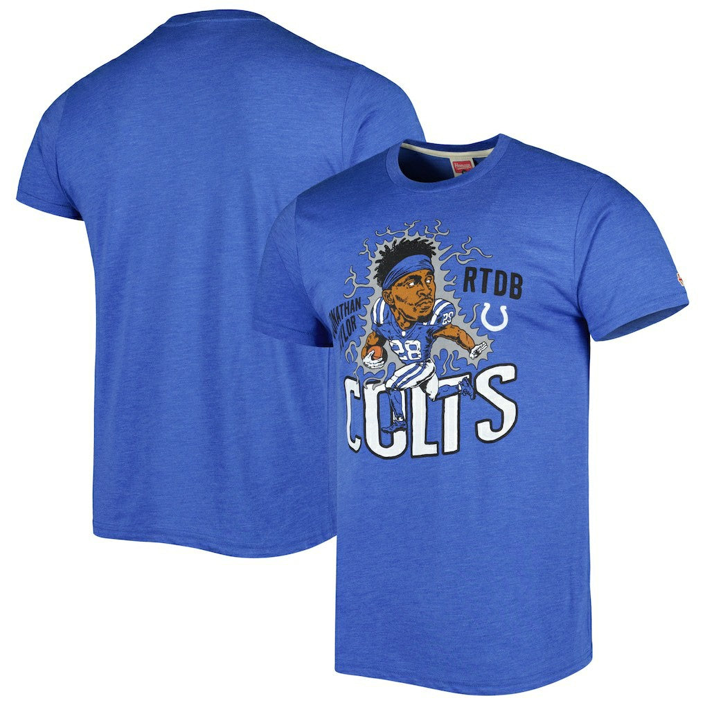 Jonathan Taylor Indianapolis Colts Homage Unisex Caricature Player Tri-Blend T-Shirt - Heather Royal T-shirts