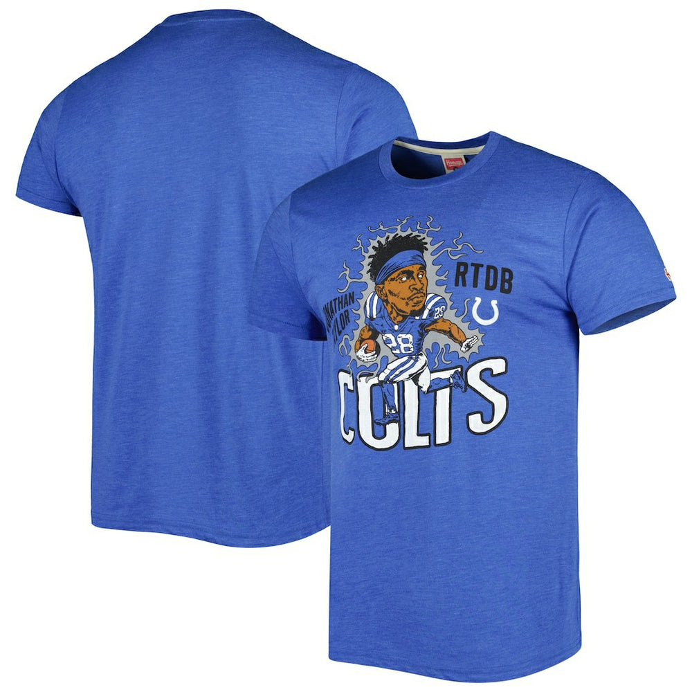 Jonathan Taylor Indianapolis Colts Homage Unisex Caricature Player Tri-Blend T-Shirt - Heather Royal T-shirts