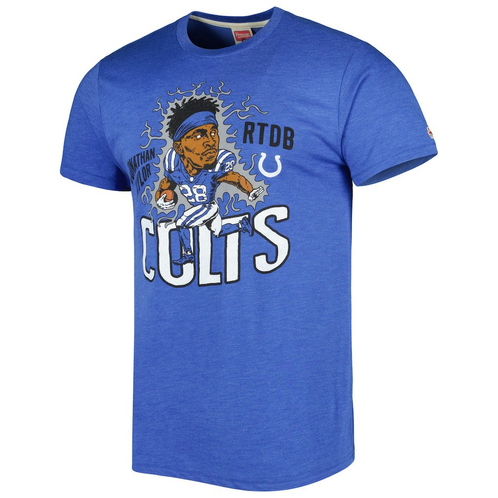 Jonathan Taylor Indianapolis Colts Homage Unisex Caricature Player Tri-Blend T-Shirt - Heather Royal T-shirts