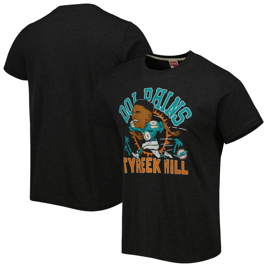 Tyreek Hill Miami Dolphins Homage Unisex Caricature Player Tri-Blend T-Shirt - Heather Black T-shirts