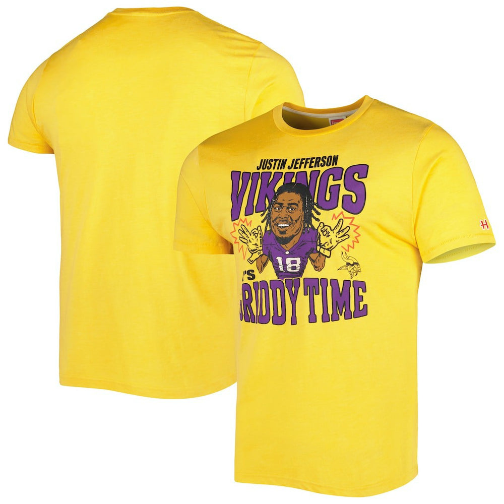 Justin Jefferson Minnesota Vikings Homage Unisex Caricature Player Tri-Blend T-Shirt - Gold T-shirts