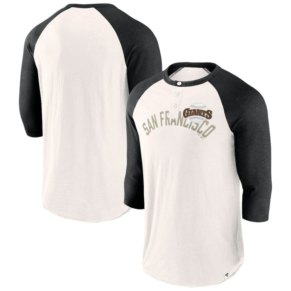 San Francisco Giants Fanatics Backdoor Slider Raglan 3/4-Sleeve T-Shirt - White/Black T-shirts