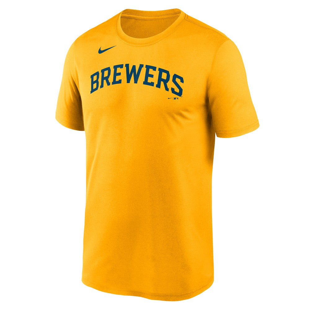 Milwaukee Brewers Nike New Legend Wordmark Dri-FIT T-Shirt - Gold T-shirts