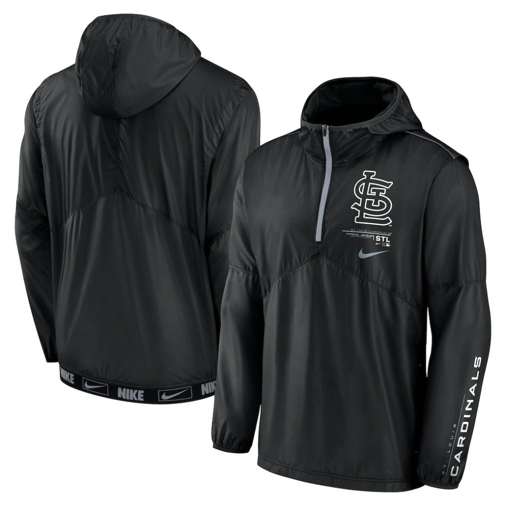 St. Louis Cardinals Nike Authentic Night Game Performance Half-Zip Windbreaker - Black Windbreaker