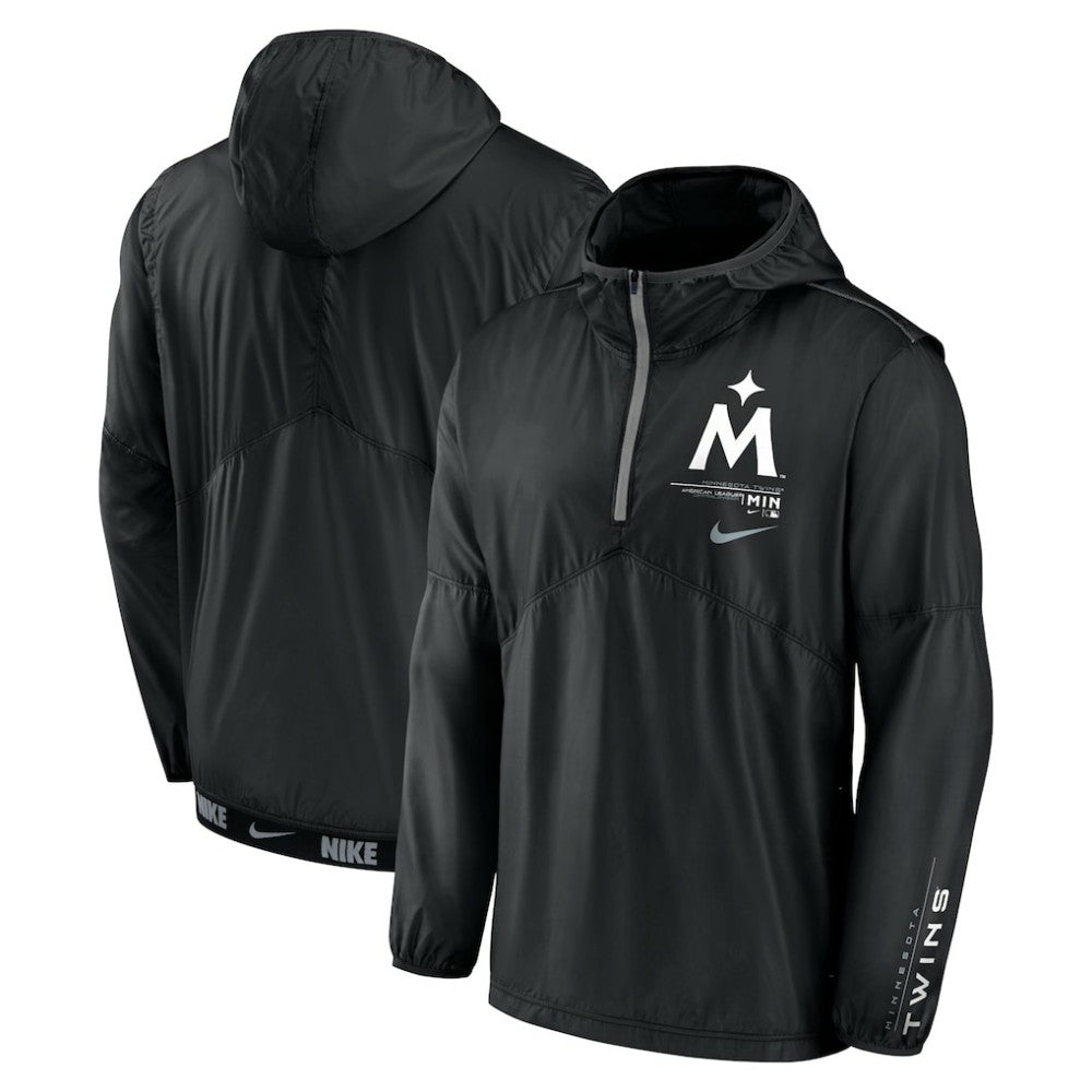 Minnesota Twins Nike Authentic Night Game Performance Half-Zip Windbreaker - Black Windbreaker