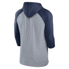 Minnesota Twins Nike Baseball Raglan 3/4-Sleeve Pullover Hoodie - Heather Gray/Heather Navy Hoodies