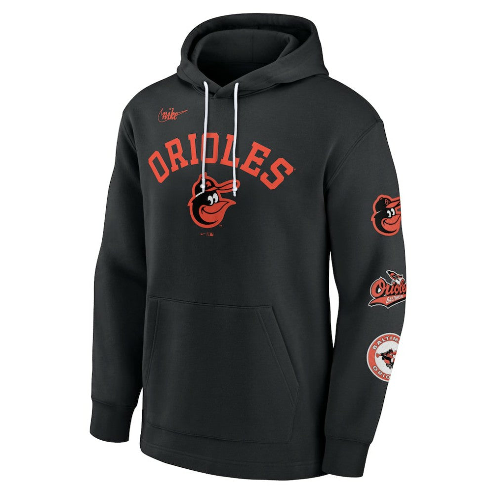 Baltimore Orioles Nike Rewind Lefty Pullover Hoodie - Black Hoodies