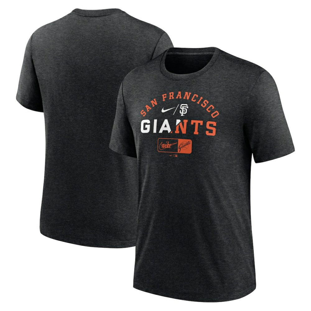 San Francisco Giants Nike Rewind Review Slash Tri-Blend T-Shirt - Heather Black T-shirts
