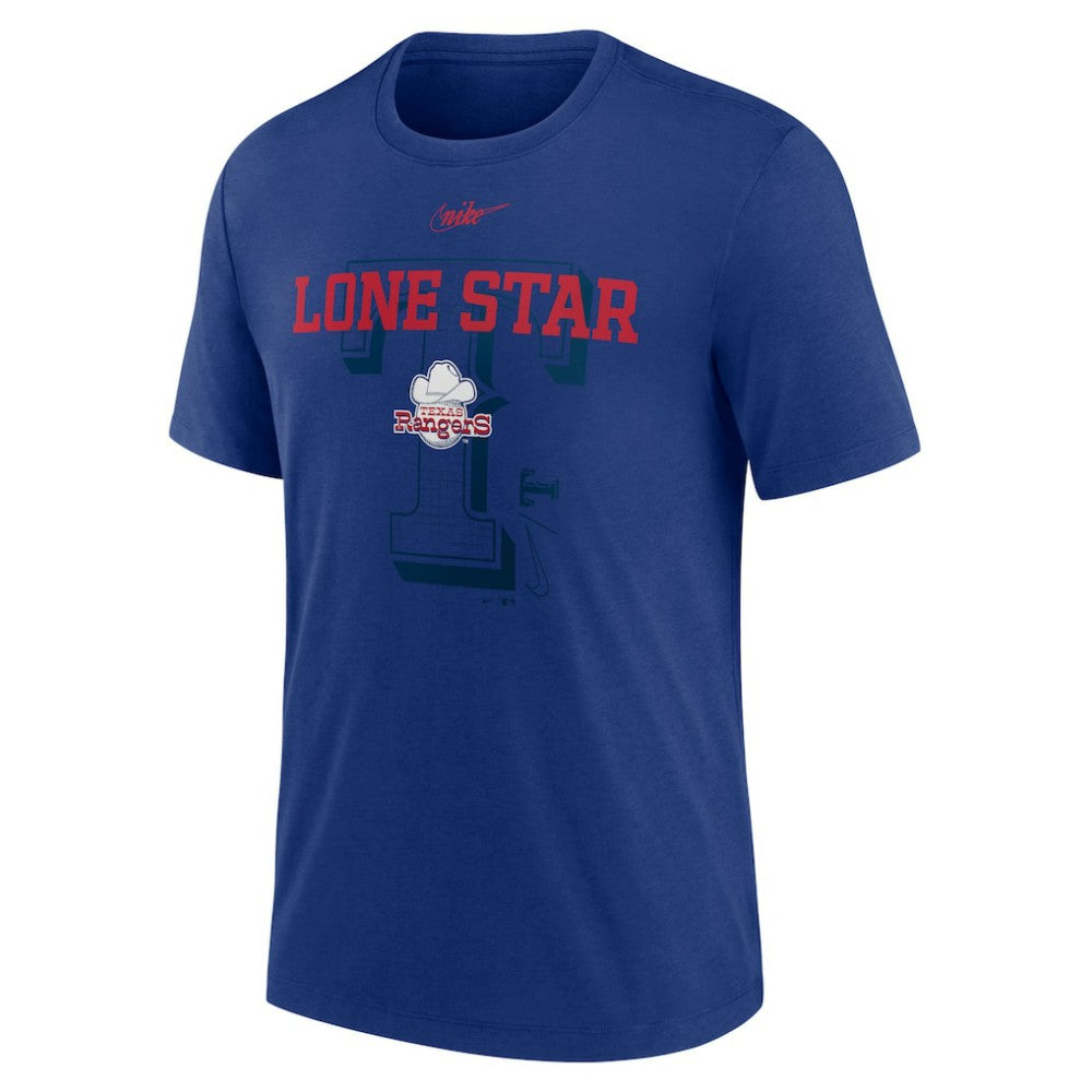 Texas Rangers Nike Rewind Retro Tri-Blend T-Shirt - Royal T-shirts