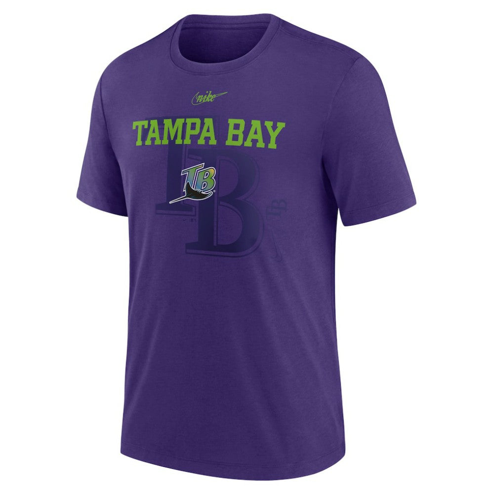 Tampa Bay Rays Nike Rewind Retro Tri-Blend T-Shirt - Purple T-shirts