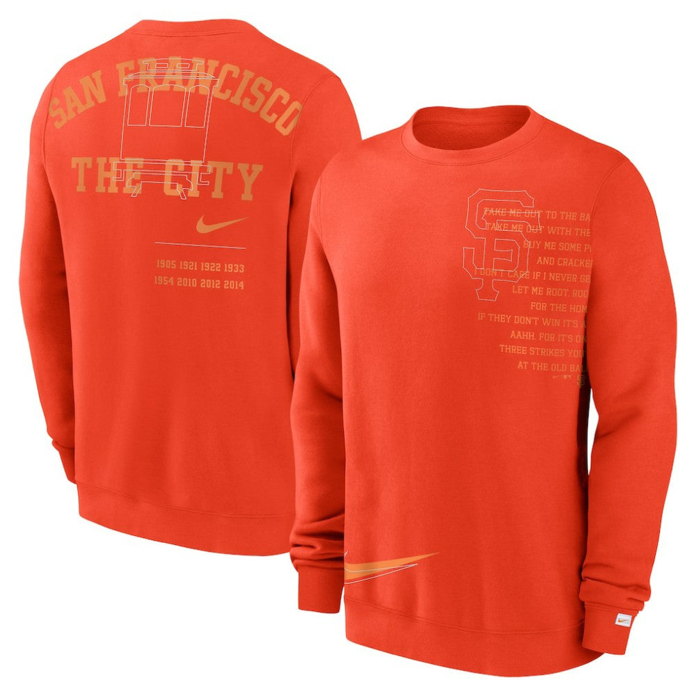 San Francisco Giants Nike Statement Ball Game Fleece Pullover Sweatshirt - Orange Pullover