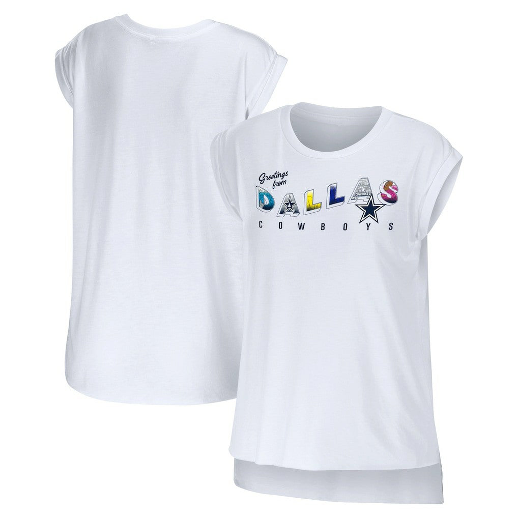 Dallas Cowboys WEAR by Erin Andrews Women's Greetings From Muscle T-Shirt - White T-shirts