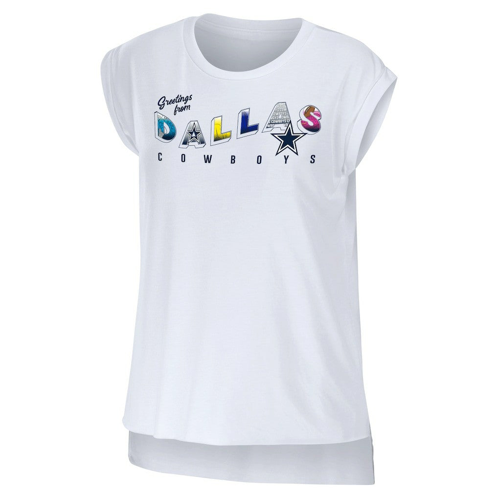 Dallas Cowboys WEAR by Erin Andrews Women's Greetings From Muscle T-Shirt - White T-shirts