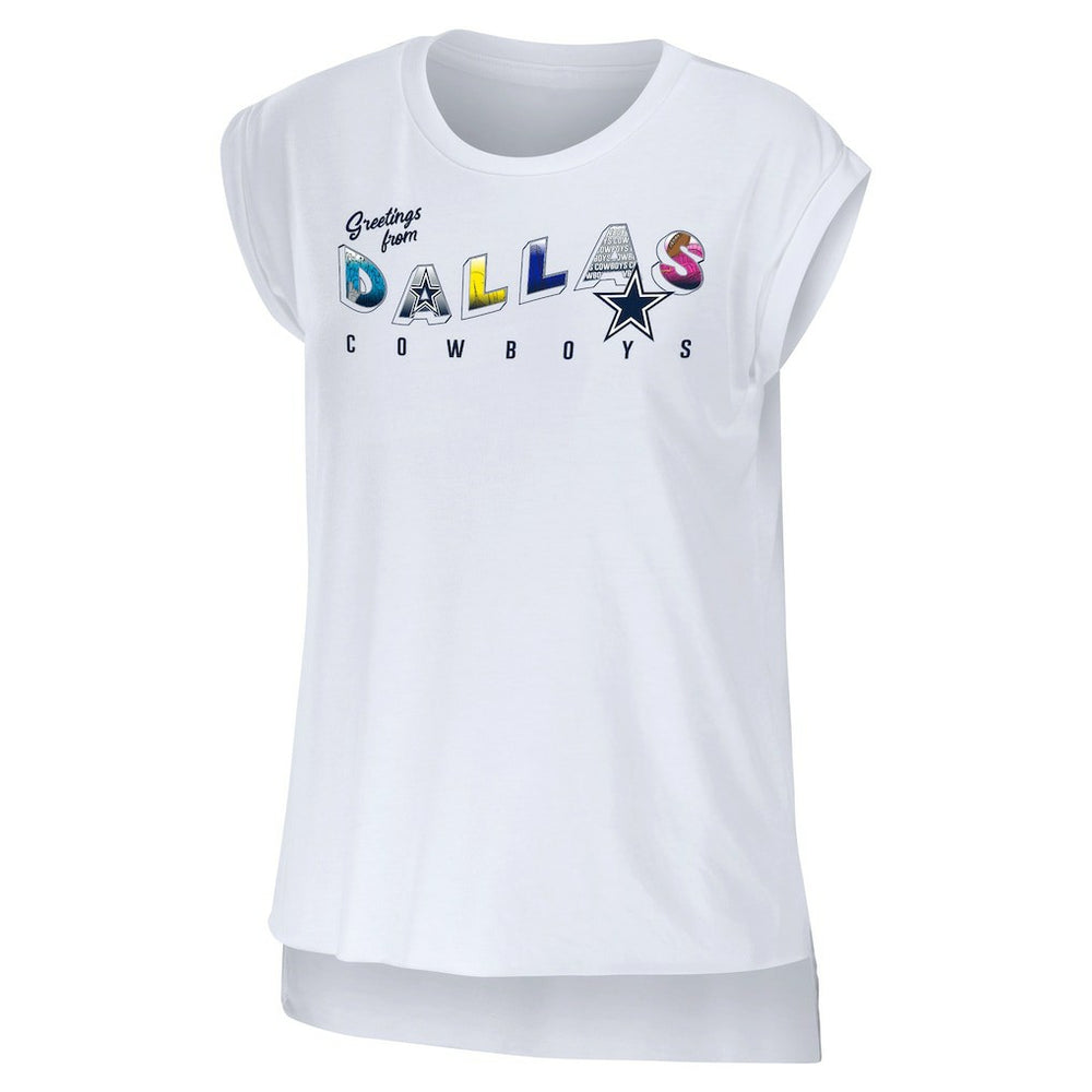 Dallas Cowboys WEAR by Erin Andrews Women's Greetings From Muscle T-Shirt - White T-shirts