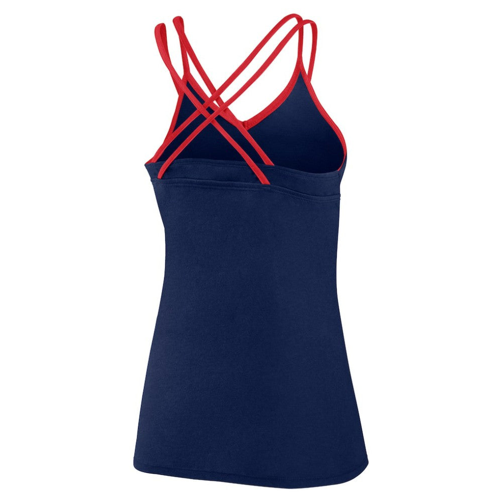 Cleveland Guardians Fanatics Women's Barrel It Up Cross Back V-Neck Tank Top - Navy Tanks