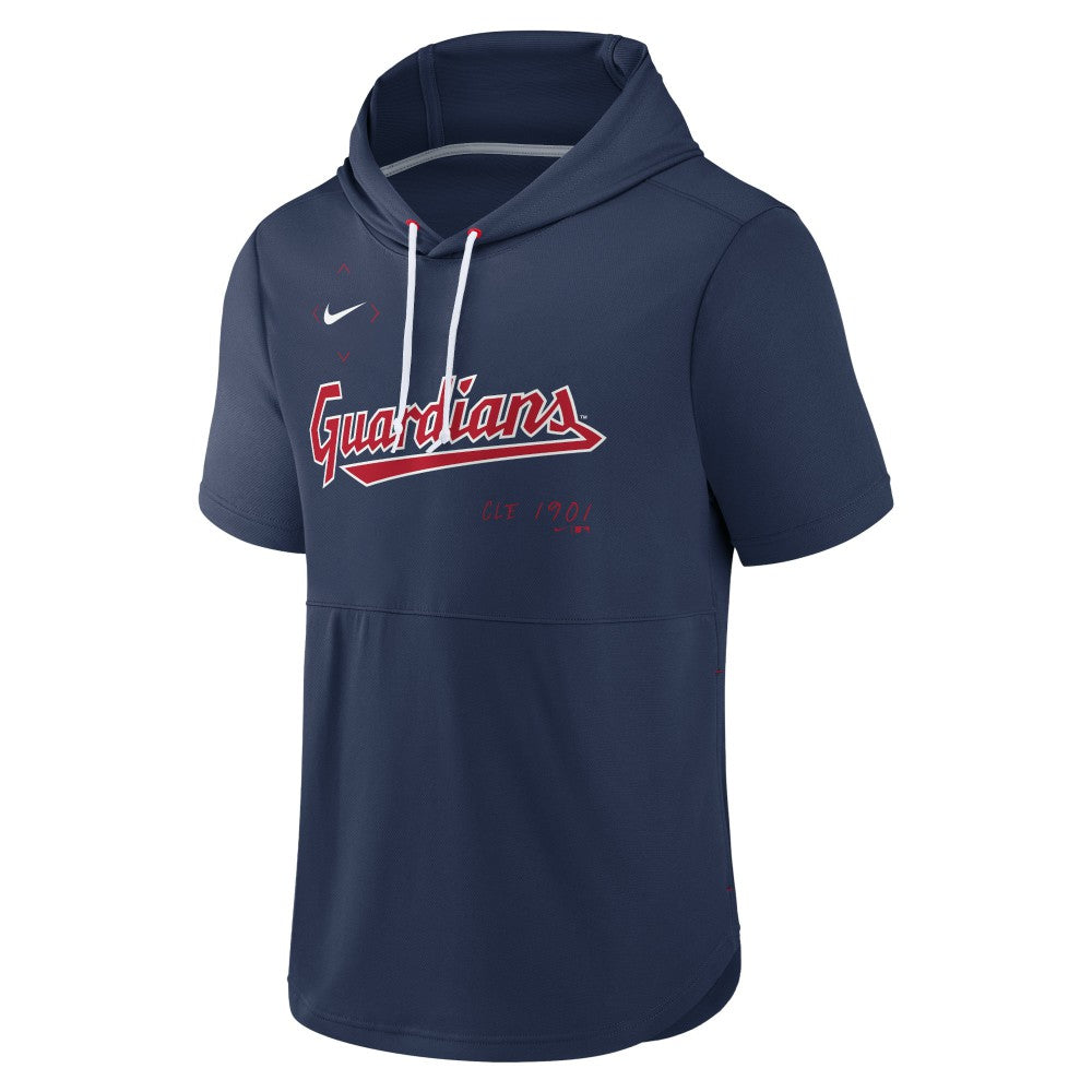 Cleveland Guardians Nike Springer Short Sleeve Team Pullover Hoodie - Navy Hoodies