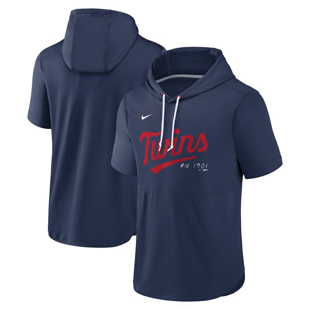 Minnesota Twins Nike Springer Short Sleeve Team Pullover Hoodie - Navy Hoodies