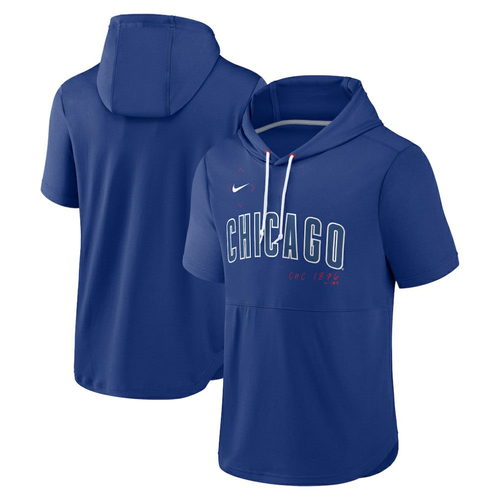 Chicago Cubs Nike Springer Short Sleeve Team Pullover Hoodie - Royal Hoodies