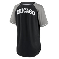 Chicago White Sox Fanatics Women's Ultimate Style Raglan V-Neck T-Shirt - Black T-shirts