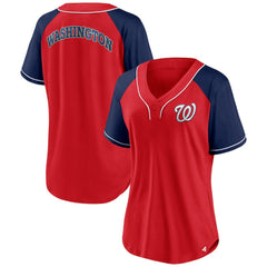 Washington Nationals Fanatics Women's Ultimate Style Raglan V-Neck T-Shirt - Red T-shirts