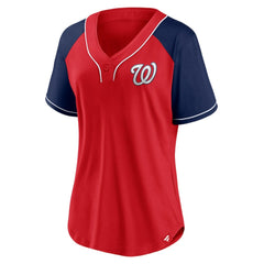 Washington Nationals Fanatics Women's Ultimate Style Raglan V-Neck T-Shirt - Red T-shirts