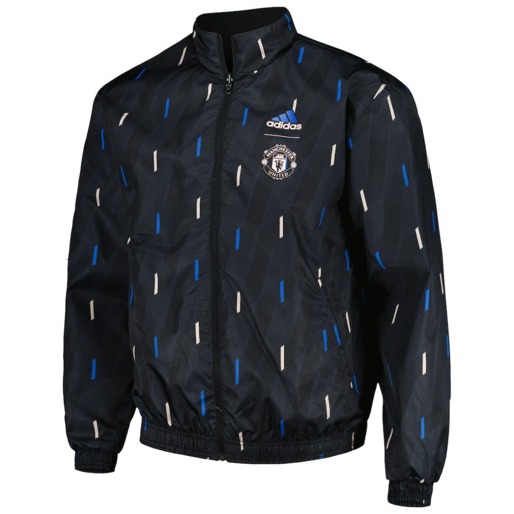 Manchester United 2022/23 On-Field Team Logo Anthem Reversible Full-Zip Jacket Black - Adidas