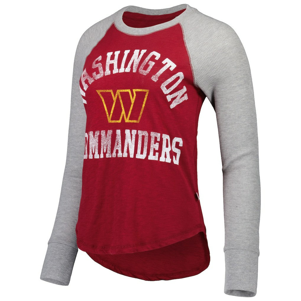 Washington Commanders Touch Women's Waffle Raglan Lightweight Long Sleeve T-Shirt - Burgundy T-shirts