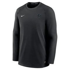 Miami Marlins Nike Authentic Collection Logo Performance Long Sleeve T-Shirt - Black T-shirts