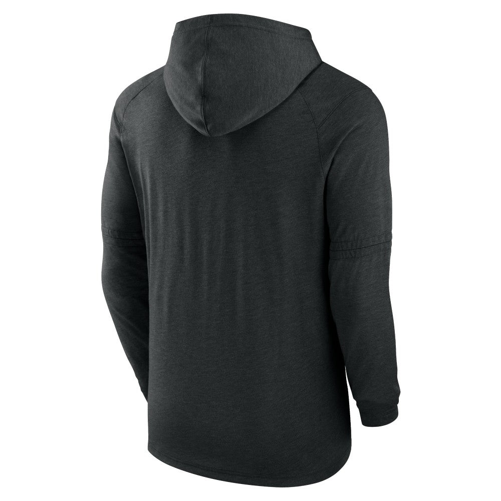 Miami Marlins Nike Authentic Collection Lightweight Dri-FIT Hooded Pullover - Heather Black Pullover